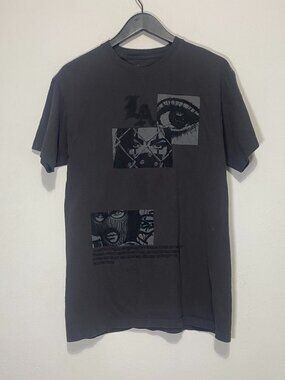 Fashion Nova Men's Streets of LA Graphic Tee Gray Black Medium